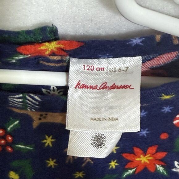 Hanna Andersson Winter Wonderland Navy Flannelette Peplum Top Size 120 US 6-7 - Picture 3 of 11